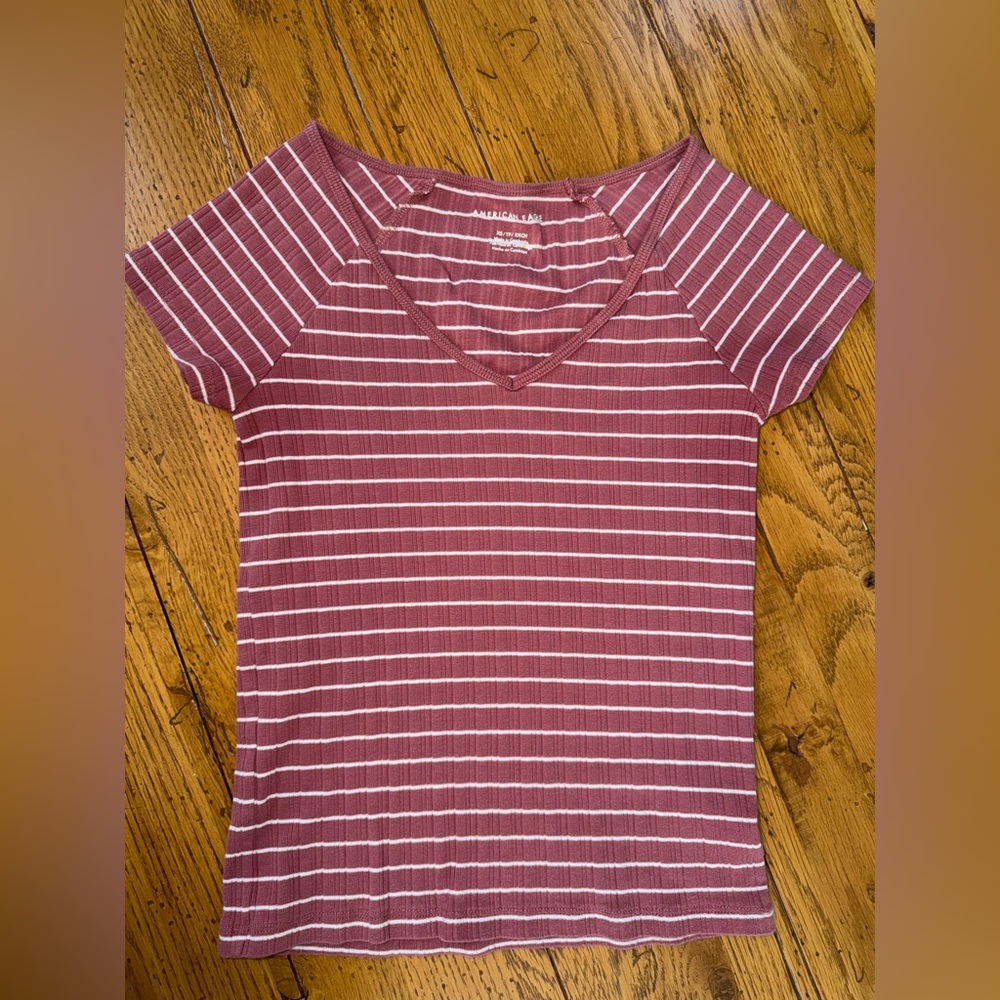 America Eagle Striped V-Neck Women's Top sz XS